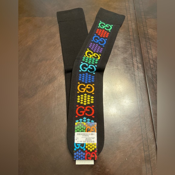 New Authentic Gucci GG Psychedelic Multicolor Logo Socks Size S - Picture 3 of 11